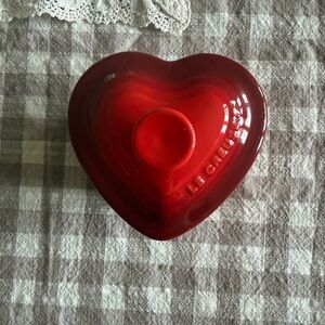 Le Creuset Red Heart-Shaped Stoneware Dish with Knob Lid